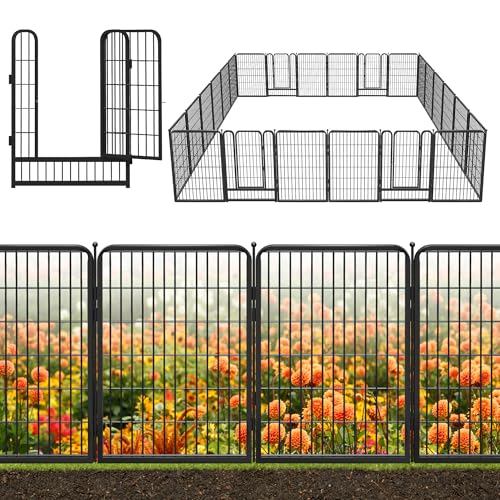 Decorative Black Metal Fencing Garden Fence with Gate (180 Sq Ft)