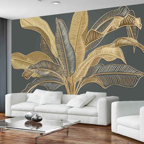 Large Banana Leaf Wallpaper on Gray Background (99.28 Sq Ft)