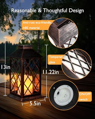 2 Pack 13'' Bronze Solar Lanterns