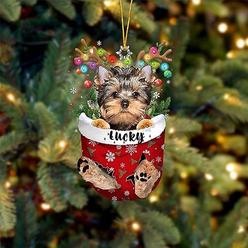 Yorkshire Terrier Christmas Ornament in Snow Pocket