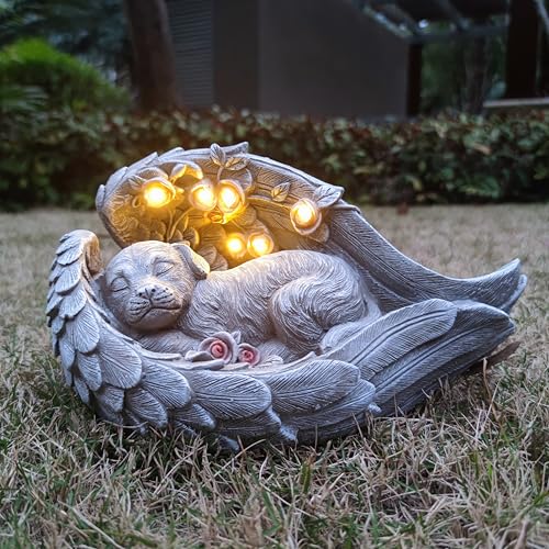 Solar Dog Garden Statues Outdoor Décor