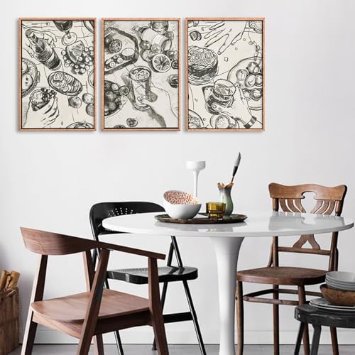 Large Retro Sketch Cheers Framed Canvas Wall Art