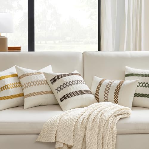 Set of 2 Coco Brown Boho Decorative Pillow Covers 18x18 Inch