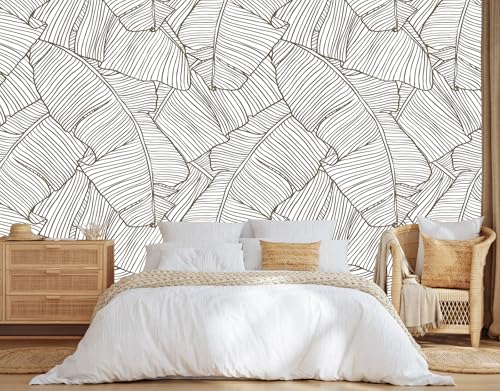 Gray Banana Leaf Wallpaper Wall Mural
