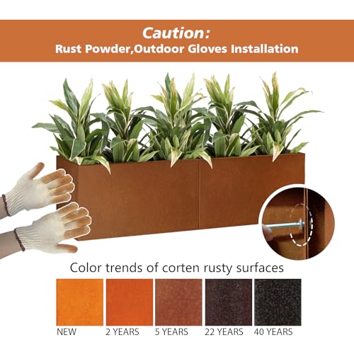 Corten Steel Planter Box 36" L x 12" W x 16" H Rectangular Outdoor Planter