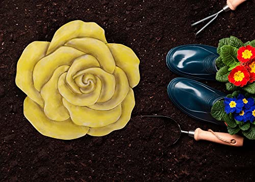NAT & Jules Rose Flower Shaped Dimensional Indoor Outdoor 12 inch Cast Resin Decorative Garden Stepping Stone