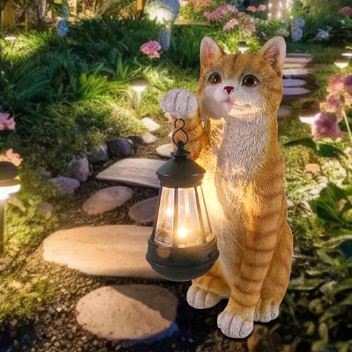 Solar Cat Garden Statue