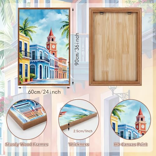 KAlRNE Colorful Tropical Watercolor Print Framed Wall Art Set (3 Count)