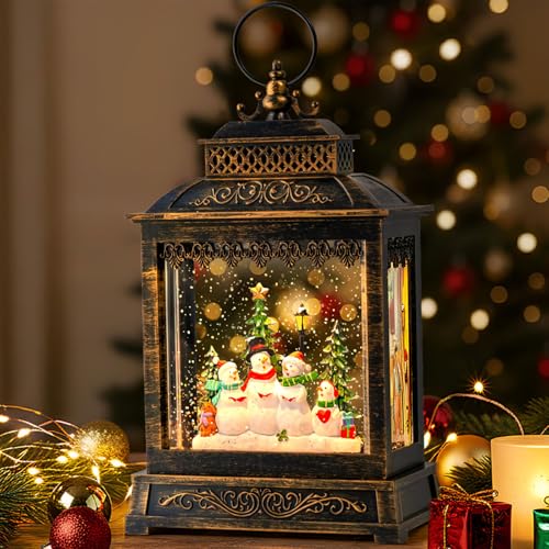 Christmas Snow Globes Lantern Christmas Snow Globe with Music Snowman Poetry