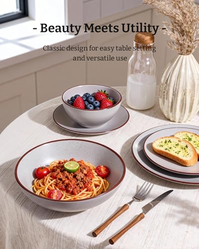 Venus Stoneware Dinnerware Sets with Pasta Bowls (16 Count)