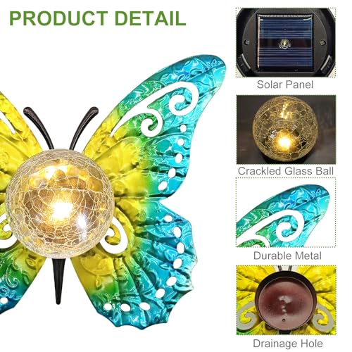 Solar Lights Outdoor Garden Metal Butterfly Decoration