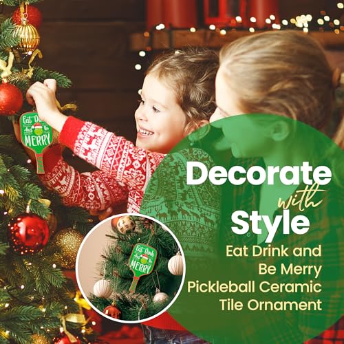 Eat Dink and Be Merry Pickleball Paddle Christmas Ornament