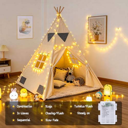 4Pack Christmas String Lights Battery Operated with Remote Control (100 Count)