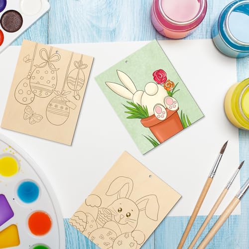 10 Pieces Large Easter Unfinished Wood Crafts to Paint for Adults