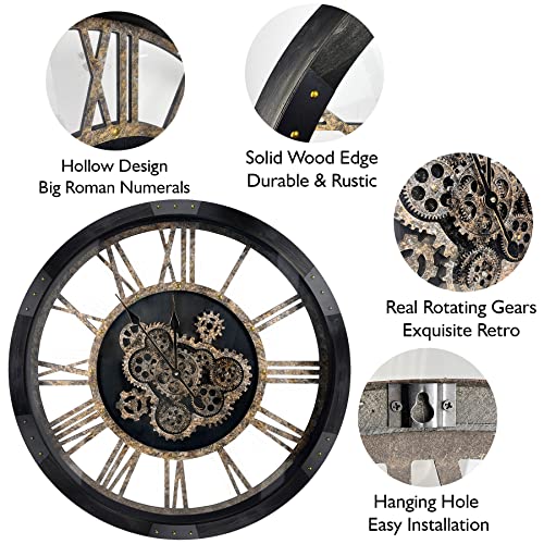 27 inch Large Real Moving Gears Wall Clock with Toughened Glass Cover