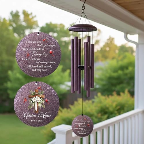 Customized Cardinal Cross Windchimes in Memory of a Loved One