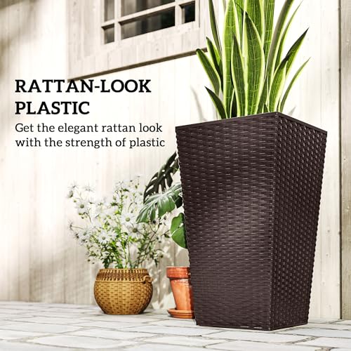 24 in Taper Tall Planters for Outdoor Plants Set of 3 (3 Count)