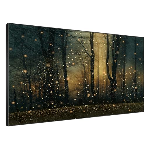 46"x72" Extra Large Framed Wall Art Magical Firefly Forest at Twilight