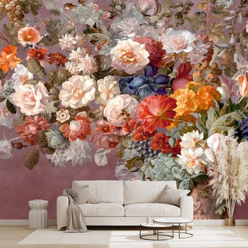 Colorful Floral Leaf Bathroom wallpeper Living Room Bedroom Pink Flower wall Mural