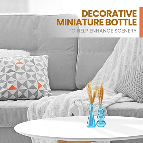 Small Blue Vintage Glass Bottles with Corks (12 Count)