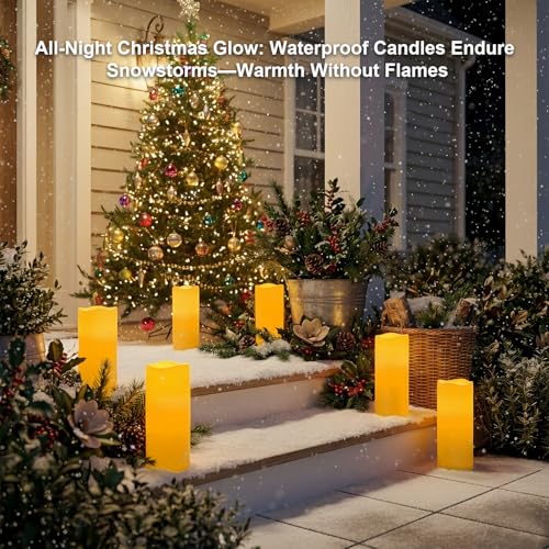 12"x5" Large Waterproof Outdoor Flameless Candles with Remote Timer