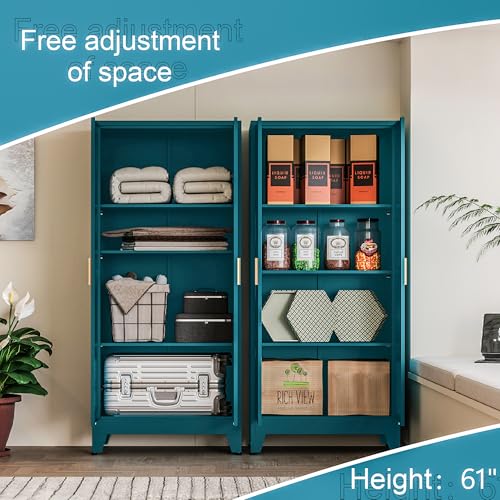 61" Tall Farmhouse Metal Pantry Cabinet