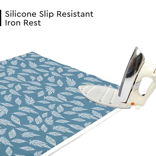 Ironing Mat Heat Resistant Pad 48"x28" Big Leaves Blue