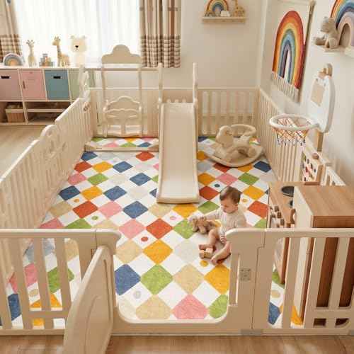 8x10 Kids Playroom Rug Washable Colorful Classroom Nursery Play Mat (80 Sq Ft)