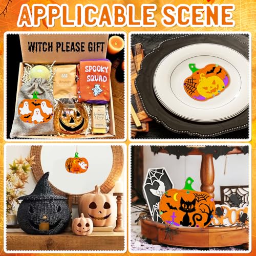 36PCS Wooden Pumpkins Ornaments to Paint Halloween Thanksgiving Decoration Cutouts Unfinished 3.5 inches (36 Count)