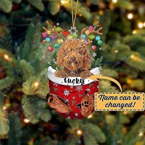 Red Labradoodle Dog Christmas Ornament