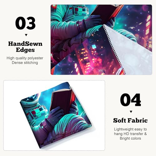 Blacklight Space Astronaut Tapestry UV Reactive Galaxy Planet Glow in Dark Tapestries Black Light Poster Neon Wall Hanging Art for bedroom Living Room