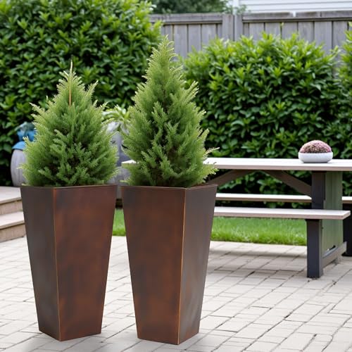 Garden 12" Dia x 25" H Large Metal Planter Set of 2 (2 Count)