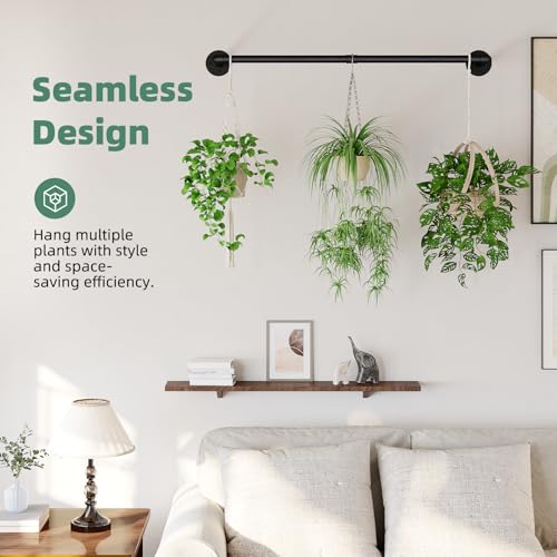 Plant Hanger Indoor Hanging Planters for Indoor Plants Hanging Plant Holder Black Metal Rod