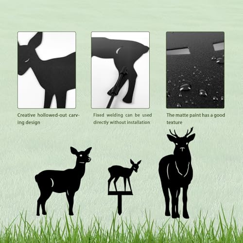 3 Pack Deer Metal Garden Decorative Stakes (3 Count)