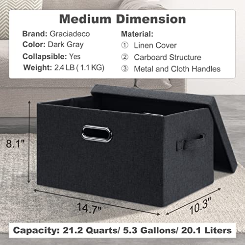 Medium 15" 21 Quart Collapsible Stackable Storage Bins with Lids (5 Count)
