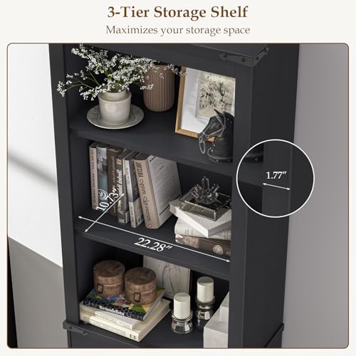 Farmhouse Bookshelf with Storage Cabinet