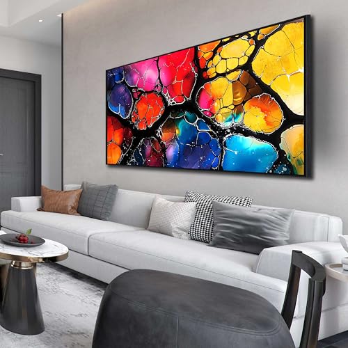 Large Framed Colorful Abstract Canvas Wall Art for Living Room Bedroom Home Office Modern Colorful Abstract Picture Large Canvas Prints With Wood Framed Size 30x60