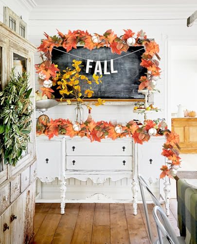 6ft Pumpkin Fall Maple Leaves Garland (6 Foot)