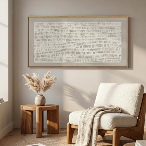 Large Framed Beige Abstract Wall Art for Living Room
