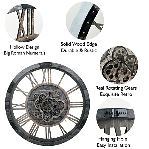 30" Large Moving Gears Wall Clock for Living Room Decor Office Home