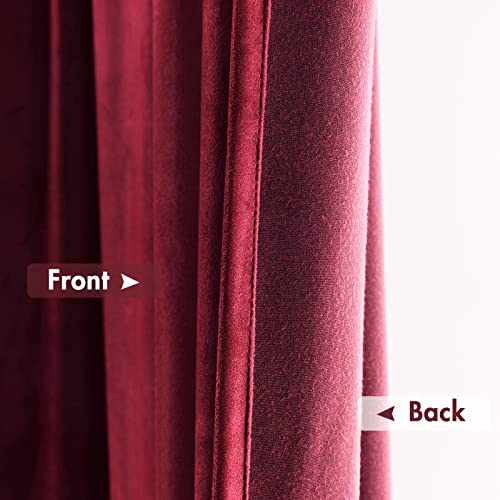 Burgundy Red Blackout Velvet Curtains Drapes 72 Inch Long 52"x72" (2 Count)
