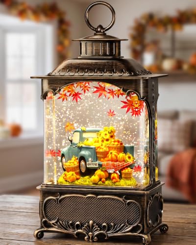 Fall Snow Globe Lantern Pumpkin Truck Fall Decorations for Home