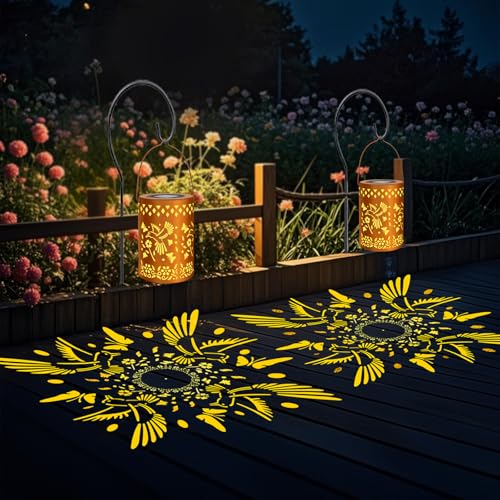 Solar Lanterns Outdoor Decor Hummingbird Garden Waterproof Christmas Gifts Light for Women Mom Grandma (2 Count)
