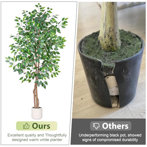 5FT Artificial Ficus Tree with White Planter