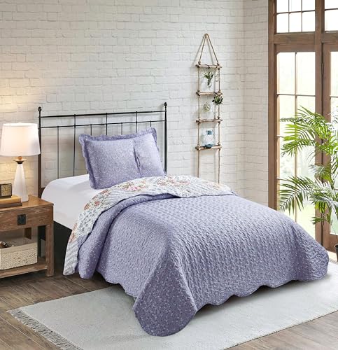 Rose Violet Patchwork Quilt Set