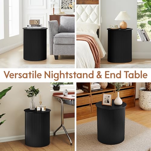 Small Round Side Table Fluted Night Stand Set of 2 (2 Count)