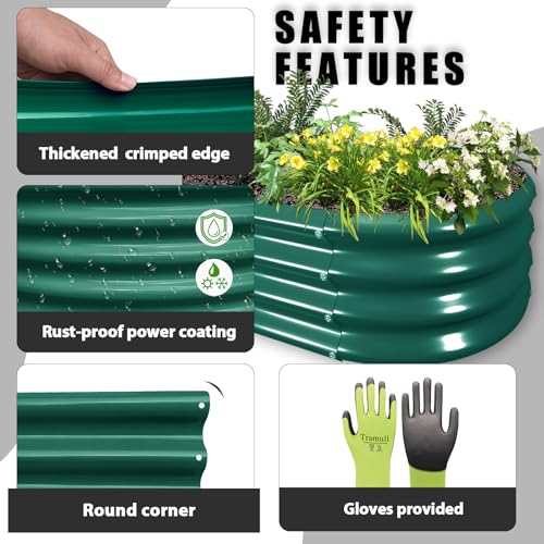 6 Pack 8x3x1FT Galvanized Raised Garden Bed Kit Oval Metal Ground Planter Box Outdoor Bottomless Planter Raised Beds for Vegetables Flowers Herbs Fruits