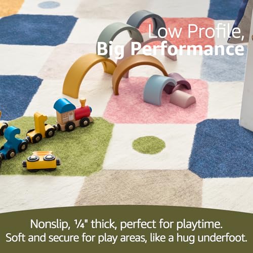 4ft Round Rug Washable Kids Playroom Rug Colorful Nursery Play Mat (12.57 Sq Ft)