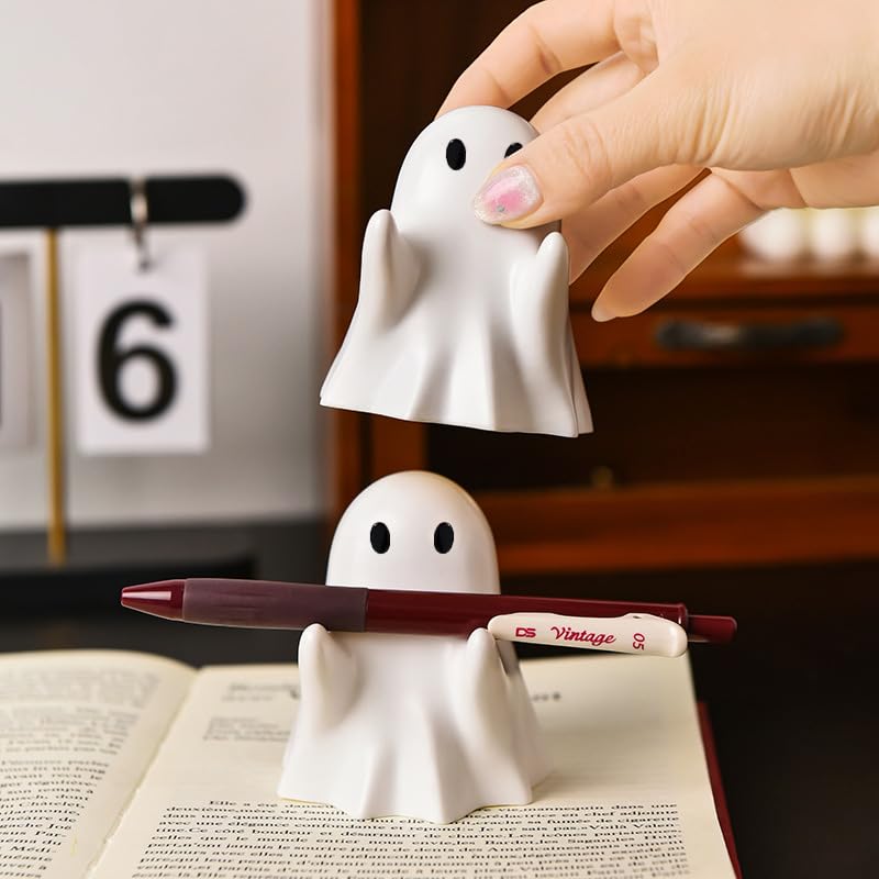 Halloween Ghost Figurine Cute Halloween Desktop Tray Decorations Desk Funny Spooky Resin Statue for Holiday Living Room Office Centerpiece Tabletop Sculpture Decorations