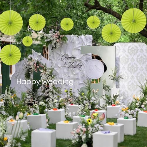 Green Party Decor Light Green Hanging Paper Fans Set 12inch DIY (30 Count)